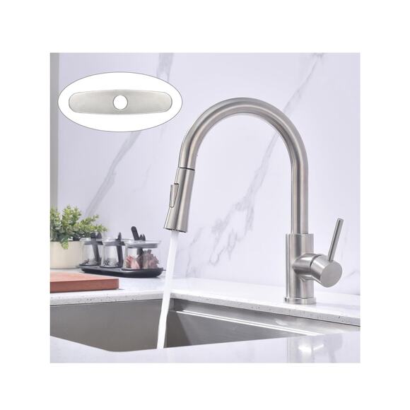 Best Kitchen Faucet with Pull Down Sprayer KF1-BN Stainless Steel High Brushed - Picture 1 of 8
